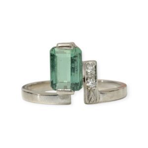 Quartz and Diamond 0.02ct Ring in 18K White Gold