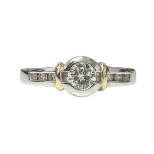 Diamond 0.40ct Ring In 18K White and Yellow Gold
