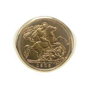 1908 Half Sovereign Ring In 9K and 22K Yellow Gold