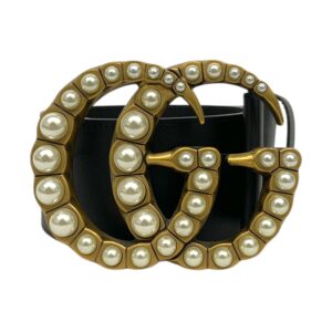 Gucci Jumbo Double G Faux Pearl-Embellished Belt 70/28