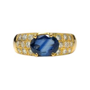 Diamond 0.50ct And Sapphire Ring In 18K Yellow Gold