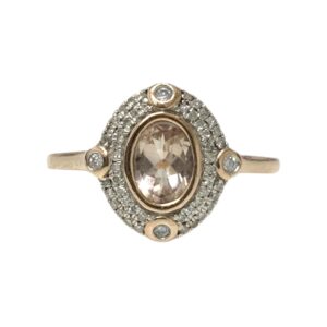 Quartz and Diamond 0.10ct Ring In 9K Rose Gold