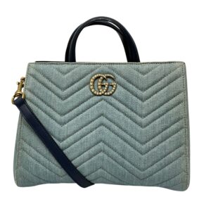 Gucci GG Marmont Matelasse Denim Small Top Handle Bag