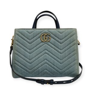 Gucci GG Marmont Matelasse Denim Small Top Handle Bag