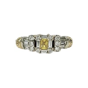 Diamond 0.91ct Ring In 14K White and Yellow Gold