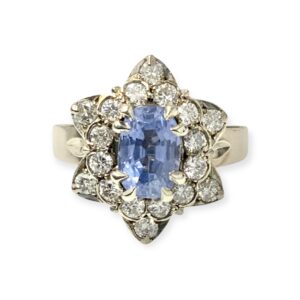 Sapphire and Diamond Ring in 9K White Gold