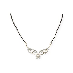 45cm Black Onyx Beads and 0.38ct Diamond Necklace in 18K Yellow Gold