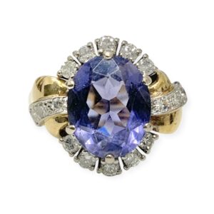 Amethyst and Diamond 0.46ct Ring in 18K Yellow and White Gold