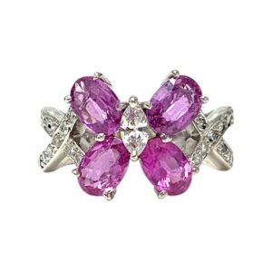 Pink Sapphire and Diamond 0.41ct Ring In 18K White Gold
