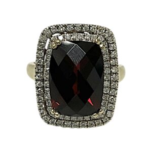 Garnet and Diamond 0.50ct Ring In 14k Yellow Gold