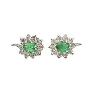 Emerald and Diamond 0.50ct Earrings In 9K White Gold