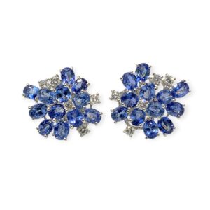 Sapphire and Diamond 0.35ct Earrings in 18K White Gold