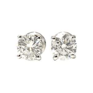 Diamond 1.08ct Earrings In 14K White Gold