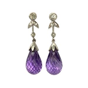 Amethyst and Diamond 0.28ct Earrings In 18K White Gold