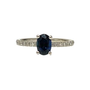 Sapphire and Diamond 0.25ct Ring In 10K White Gold