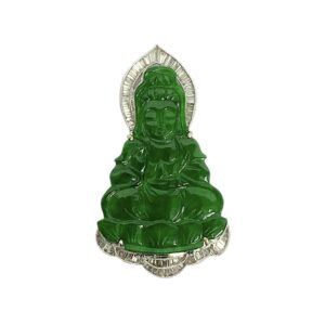 Jadeite and Diamond 0.50ct Pendant In 18K White Gold