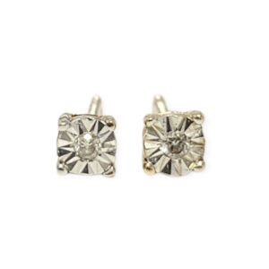 Diamond 0.02ct Earrings in Yellow and White Gold