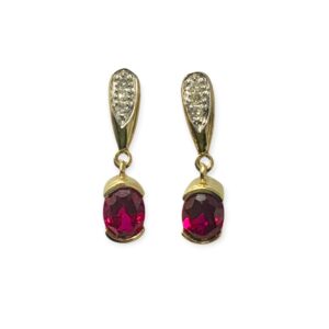 Quartz and Diamond 0.04ct Earrings in 9K Yellow Gold
