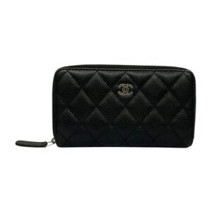 Chanel Quilted Caviar Zip Around Wallet