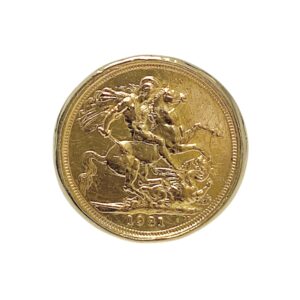 1981 Full Sovereign Ring in 9K and 22K Yellow Gold