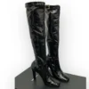 Saint Laurent Elle 105 Crystal-Buckle Knee high Boots (40)