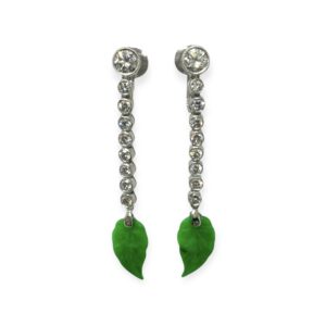 Jade and Diamond 1.32ct Earrings in 18K White Gold