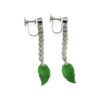 Jade and Diamond 1.32ct Earrings in 18K White Gold