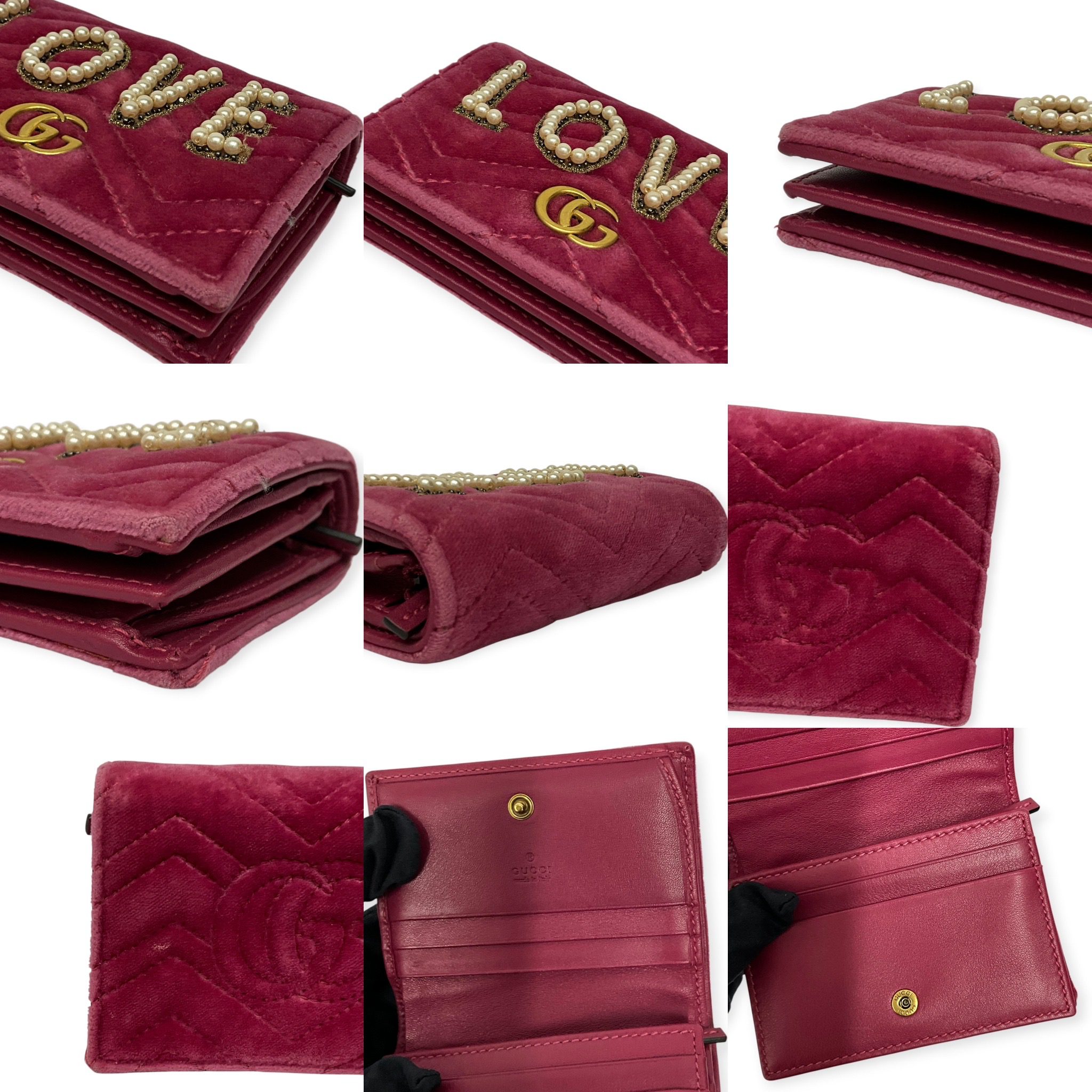 8F1E3D61-ED7F-4184-BCCA-E5420A5325AC Gucci GG Marmont Love Velvet Card Case Wallet