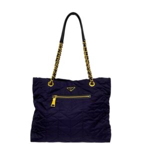 Shop 40 Prada Chain Front Zip Quilted Tessuto Tote Bag