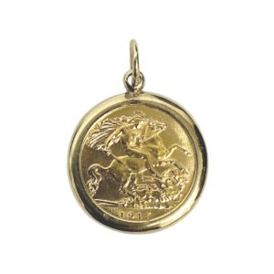 1915 Half Sovereign Pendant in 9K and 22K Yellow Gold