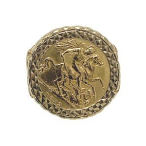 Shop 108 1912 Half Sovereign Ring in 9K and 22K Yellow Gold