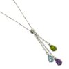 42cm Multi Gemstone and Diamond 0.03ct Necklace In 18K White Gold