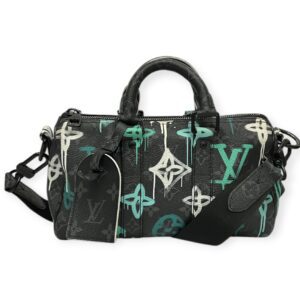 Louis Vuitton Monogram Eclipse Graffiti Keepall Bandouliere 25